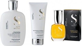 Alfaparf Semi Di Lino Illuminating Zestaw Rozświetlający do Włosów Normalnych Szampon 250ml Odżywka 250ml Kryształki 50ml